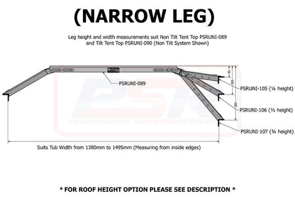 PSRUNI-089-KIT PSR Roof Top Tent NON Tilt Mounting Rail System (Baja Rack Style) | Genuine PSR 4X4 Accessory