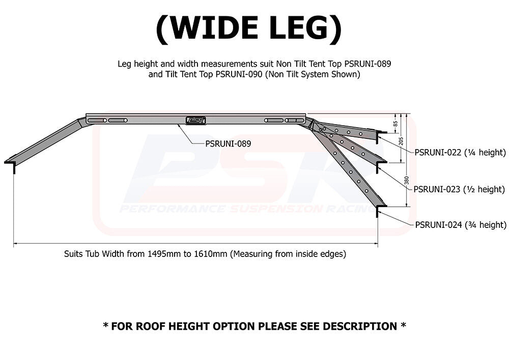 PSRUNI-089-KIT PSR Roof Top Tent NON Tilt Mounting Rail System (Baja Rack Style) | Genuine PSR 4X4 Accessory