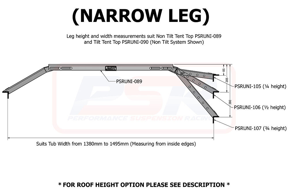 PSRUNI-090-KIT Baja Roof Top Tent Complete Tilt Tub Rack System (Full Kit Baja Style Tub Rack) - PSRUNI-090 | Genuine PSR 4X4 Accessory