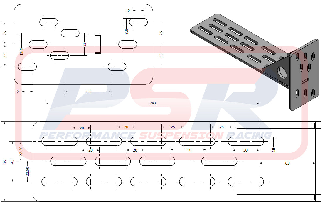 PSRUNI-124 PSR Universal Heavy Duty Awning Bracket | Genuine PSR 4X4 Part