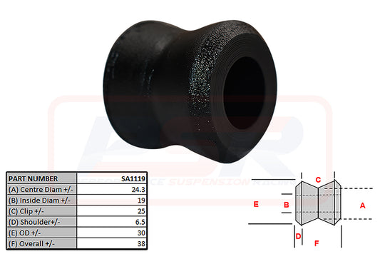 SA1119 PSR Small Hour-glass Shock Bush 19mm ID | Genuine PSR Shock Absorber
