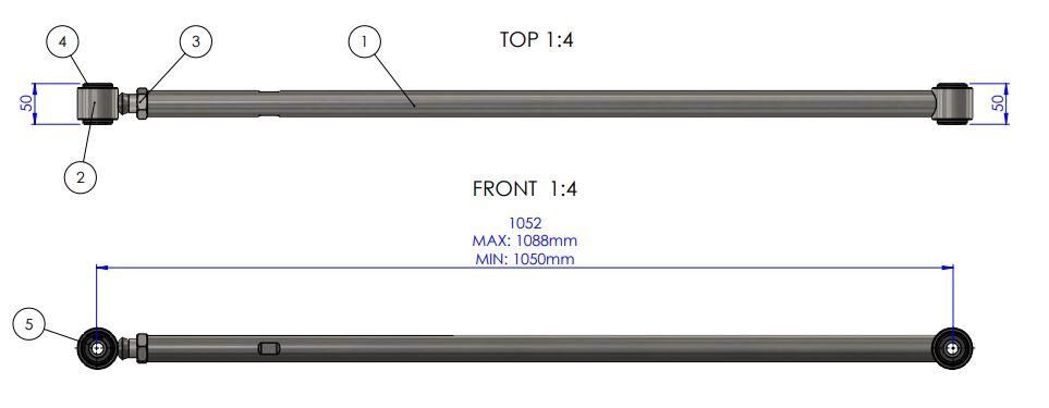 TRC1140 SuperPro Rear Adjustable Heavy Duty Panhard Rod to suit Toyota Land Cruiser 200 Series 2007-2021 & 300 Series 2021-on | Genuine SuperPro Suspension Component - photo 4 of 4