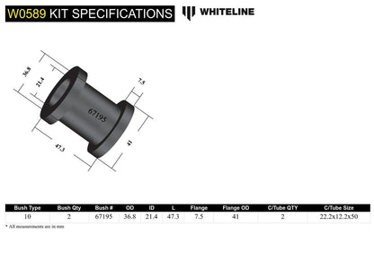 W0589 Whiteline Rear Shock Absorber - To Control Arm Bushing Kit to Suit Mitsubishi Lancer Evo 4 5 6 7 8 9 | Genuine Whiteline Suspension Component - photo 5 of 5