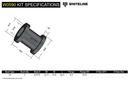 W0590 Whiteline Rear Control Arm Upper Front - Inner Bushing Kit to Suit Mitsubishi Lancer Evo 4 5 6 7 8 9 | Genuine Whiteline Suspension Component - photo 5 of 5