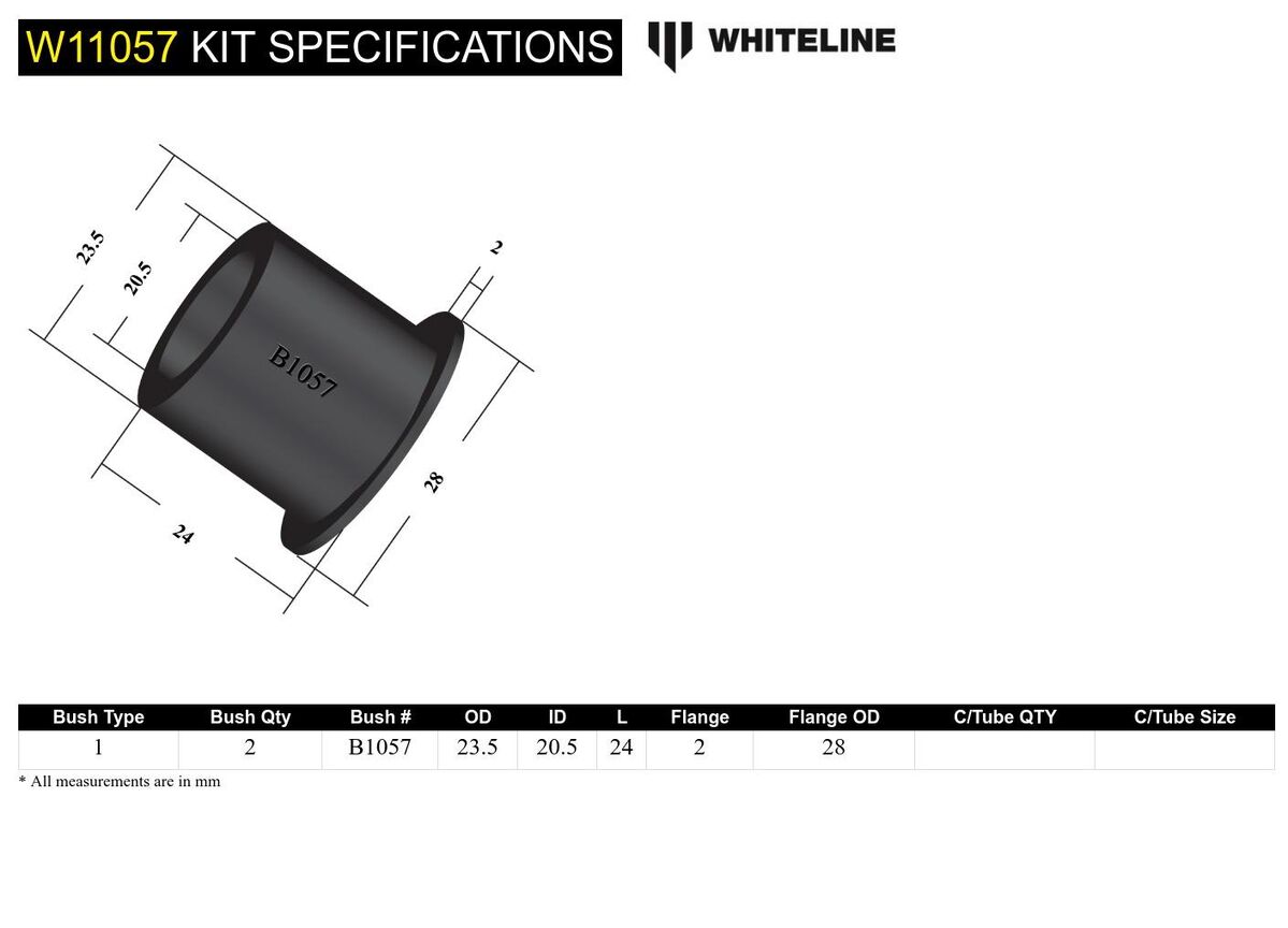 W11057 Whiteline Front Steering Idler Arm - Bushing Kit to Suit Nissan 720, Navara D21 and Pathfinder WD21 | Genuine Whiteline Suspension Component - photo 6 of 6