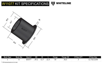 W11077 Whiteline Front Steering Rack and Pinion - Mount Bushing Kit to Suit Jaguar Mk1-Mk3 and ZJS | Genuine Whiteline Suspension Component - photo 5 of 5