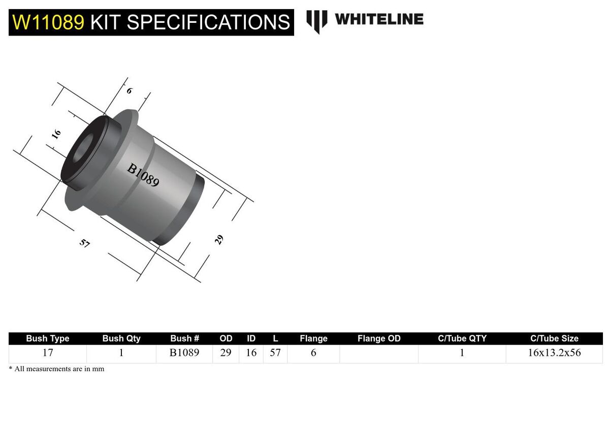 W11089 Whiteline Front Steering Idler Arm - Bushing Kit to Suit Chrysler Valiant | Genuine Whiteline Suspension Component - photo 4 of 4