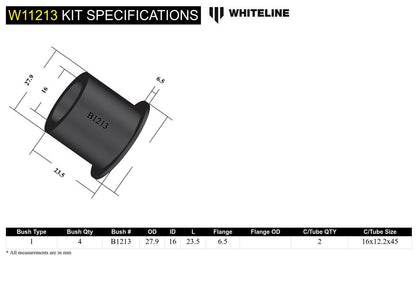 W11213 Whiteline Front Steering Rack and Pinion - Mount Bushing Kit to Suit Ford Falcon/Fairlane EA-ED | Genuine Whiteline Suspension Component - photo 5 of 5