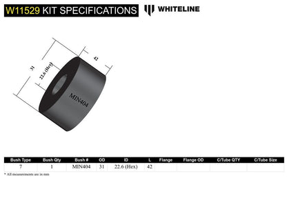 W11529 Whiteline Front Steering Rack and Pinion - Shaft Guide Bushing Kit to Suit Austin/Leyland Mini and Moke | Genuine Whiteline Suspension Component - photo 4 of 4