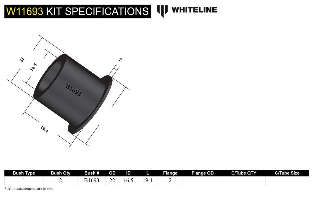 W11693 Whiteline Front Steering Idler Arm - Bushing Kit to Suit Toyota HiLux and 4Runner | Genuine Whiteline Suspension Component - photo 5 of 5