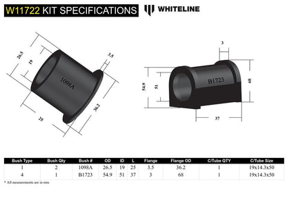 W11722 Whiteline Front Steering Rack and Pinion - Mount Bushing Kit to Suit Toyota Camry, Avalon and Holden Apollo | Genuine Whiteline Suspension Component - photo 5 of 5
