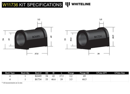 W11736 Whiteline Front Steering Rack and Pinion - Mount Bushing Kit to Suit Nissan Pulsar N14, N15 | Genuine Whiteline Suspension Component - photo 5 of 5