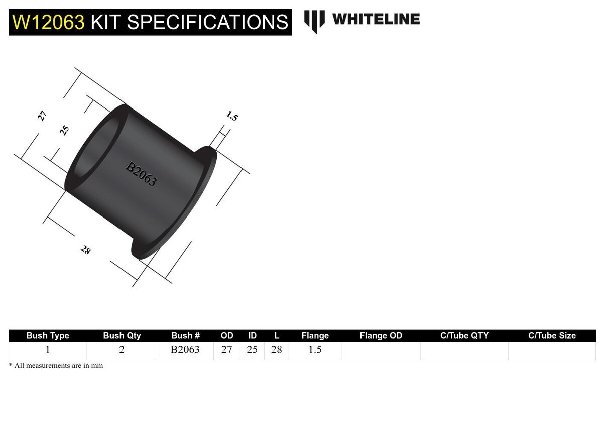W12063 Whiteline Front Steering Idler Arm - Bushing Kit to Suit Nissan Nomad C22 | Genuine Whiteline Suspension Component - photo 4 of 4