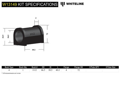 W13149 Whiteline Front Steering Rack and Pinion - Mount Bushing Kit to Suit Holden Commodore VE and HSV | Genuine Whiteline Suspension Component - photo 5 of 5