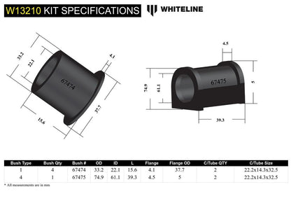 W13210 Whiteline Front Steering Rack and Pinion - Mount Bushing Kit to Suit Toyota Land Cruiser 100 Series IFS | Genuine Whiteline Suspension Component - photo 4 of 4