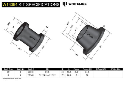 W13394 Whiteline Front Steering Rack and Pinion - Mount Bushing Kit to Suit Honda Integra DA, DB | Genuine Whiteline Suspension Component - photo 5 of 5