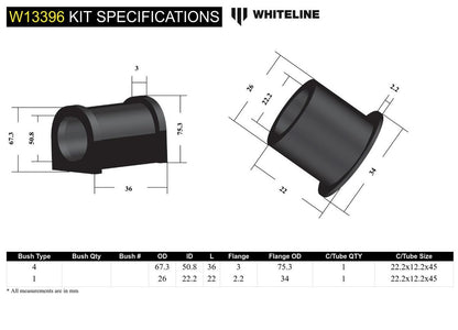 W13396 Whiteline Front Steering Rack and Pinion - Mount Bushing Kit to Suit Toyota Rav 4 SXA10, 11, 16 | Genuine Whiteline Suspension Component - photo 5 of 5