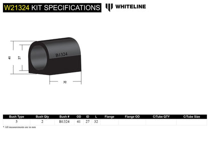 W21324 Whiteline Front Sway Bar Mount - Bushing Kit 27mm to Suit Holden HX-WB | Genuine Whiteline Suspension Component - photo 5 of 5