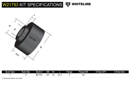 W21793 Whiteline Shock Absorber - Bushing Kit to Suit Nissan Patrol GQ, GU and Toyota Land Cruiser 80, 105, 76,78 and 79 Series | Genuine Whiteline Suspension Component - photo 4 of 4