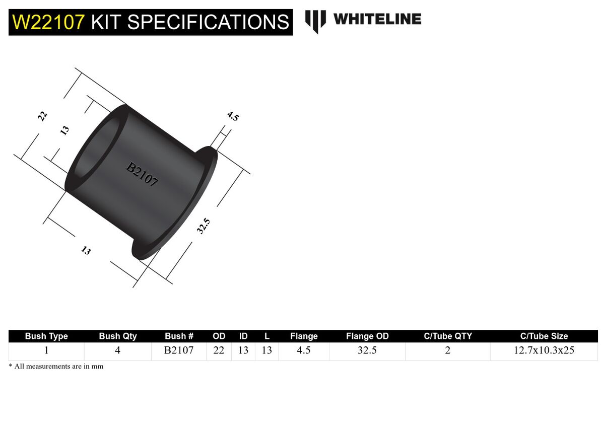 W22107 Whiteline Sway Bar Link - Bushing Kit to Suit Daihatsu Rocky, Land Rover Defender, Toyota Celica, Corona and Land Cruiser | Genuine Whiteline Suspension Component - photo 4 of 4