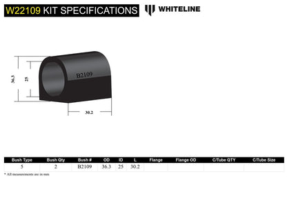 W22109 Whiteline Front Sway Bar Mount - Bushing Kit 25mm to Suit Nissan Skyline and Pintara R31 | Genuine Whiteline Suspension Component - photo 5 of 5