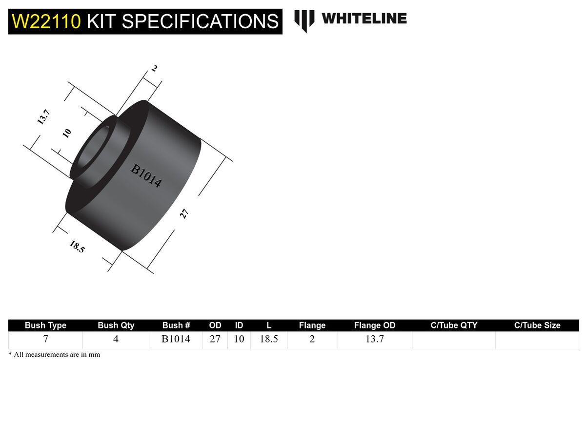 W22110 Whiteline Front Sway Bar Link - Lower Bushing Kit to Suit Nissan Pulsar N14, N15 and N16 | Genuine Whiteline Suspension Component - photo 5 of 5