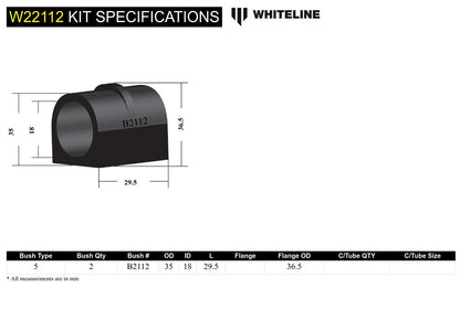 W22112 Whiteline Rear Sway Bar Mount - Bushing Kit 18mm to Suit Nissan Maxima, Skyline and Pintara R31 | Genuine Whiteline Suspension Component - photo 6 of 6