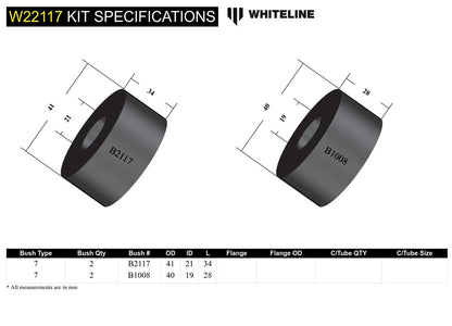 W22117 Whiteline Rear Sway Bar To Hub - Bushing Kit to Suit Holden Astra LD and Nissan Pulsar N13 | Genuine Whiteline Suspension Component - photo 5 of 5