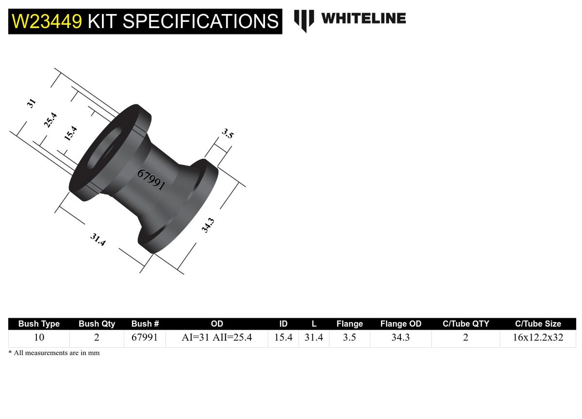 W23449 Whiteline Front Sway Bar Link - Bushing Kit to Suit Jeep Wrangler TJ | Genuine Whiteline Suspension Component - photo 5 of 5