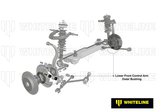 W62844A Whiteline Rear Control Arm Lower - Outer Bushing Kit to Suit Mitsubishi Galant HJ and Magna TE-TW | Genuine Whiteline Suspension Component - photo 2 of 5