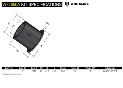 W72850A Whiteline Rear Leaf Spring - Front Eye Bushing Kit to Suit Holden Crewman and One tonner VY, VZ | Genuine Whiteline Suspension Component - photo 5 of 5