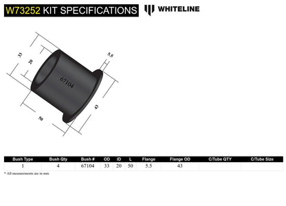 W73252 Whiteline Rear Leaf Spring - Shackle Bushing Kit to Suit Nissan Navara D40 2wd/4wd | Genuine Whiteline Suspension Component - photo 5 of 5