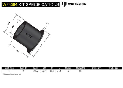 W73384 Whiteline Rear Leaf Spring - Rear Eye Bushing Kit to Suit Ford Ranger PJ, PK and Mazda BT-50 UN 2wd/4wd | Genuine Whiteline Suspension Component - photo 5 of 5