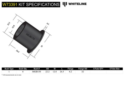 W73391 Whiteline Rear Leaf Spring - Rear Eye and Shackle Bushing Kit to Suit MG MGA, MGB | Genuine Whiteline Suspension Component - photo 5 of 5