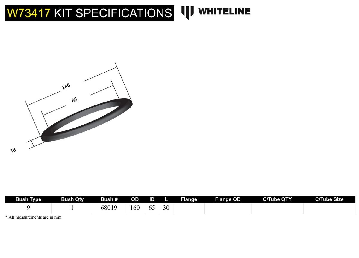 W73417 Whiteline Rear Coil Spring Pad - Bushing Kit to Suit Jeep Wrangler TJ | Genuine Whiteline Suspension Component - photo 5 of 5