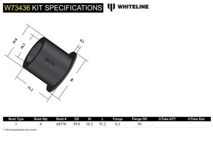 W73436 Whiteline Rear Leaf Spring - Shackle Bushing Kit to Suit Toyota Land Cruiser 76, 78 and 79 Series | Genuine Whiteline Suspension Component - photo 5 of 5