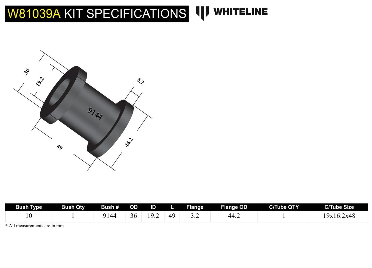 W81039A Whiteline Rear Watts Link - Pivot Bushing Kit to Suit Ford Falcon/Fairlane XE-AU | Genuine Whiteline Suspension Component - photo 5 of 5
