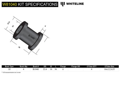 W81040 Whiteline Rear Watts Link - Side Rods Bushing Kit to Suit Ford Falcon/Fairlane XE-AU | Genuine Whiteline Suspension Component - photo 5 of 5
