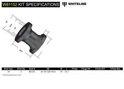 W81152 Whiteline Front Strut Rod - To Chassis Bushing Kit to Suit Mitsubishi L300 and Starwagon | Genuine Whiteline Suspension Component - photo 6 of 6