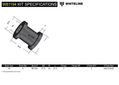W81194 Whiteline Front Strut Rod - To Chassis Bushing Kit to Suit Nissan 180B, 200B and Bluebird | Genuine Whiteline Suspension Component - photo 5 of 5