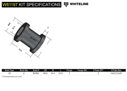 W81197 Whiteline Front Strut Rod - To Chassis Bushing Kit to Suit Nissan Bluebird, Datsun and Skyline | Genuine Whiteline Suspension Component - photo 6 of 6