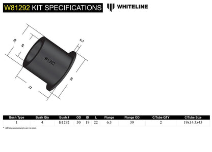 W81292 Whiteline Front Panhard Rod - Bushing Kit to Suit Land Rover Defender, Discovery and Range Rover Classic | Genuine Whiteline Suspension Component - photo 5 of 5