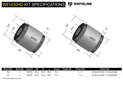 W81430HD Whiteline Panhard Rod - Bushing Kit Heavy Duty to Suit Nissan Navara D23, Patrol GQ, GU Y60, Y61 | Genuine Whiteline Suspension Component - photo 6 of 6