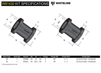 W81430 Whiteline Panhard Rod - Bushing Kit to Suit Nissan Navara D23, Patrol GQ, GU Y60, Y61 | Genuine Whiteline Suspension Component - photo 6 of 6