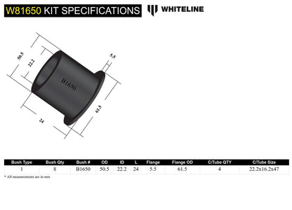 W81650 Whiteline Front Leading Arm - To Differential Bushing Kit to Suit Land Rover Defender and Range Rover Classic | Genuine Whiteline Suspension Component - photo 5 of 5