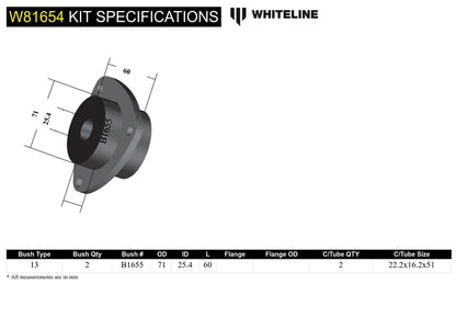 W81654 Whiteline Rear Trailing Arm Lower - Front Bushing Kit to Suit Land Rover 90, 110/127 Country and Range Rover Classic | Genuine Whiteline Suspension Component - photo 5 of 5