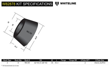 W82878 Whiteline Front Strut Rod - To Chassis Bushing Kit to Suit Honda Integra DA, DB | Genuine Whiteline Suspension Component - photo 5 of 5