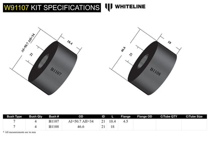 W91107 Whiteline Front Subframe - Bushing Kit to Suit Holden HQ-WB and Torana LH-LX | Genuine Whiteline Suspension Component - photo 4 of 4