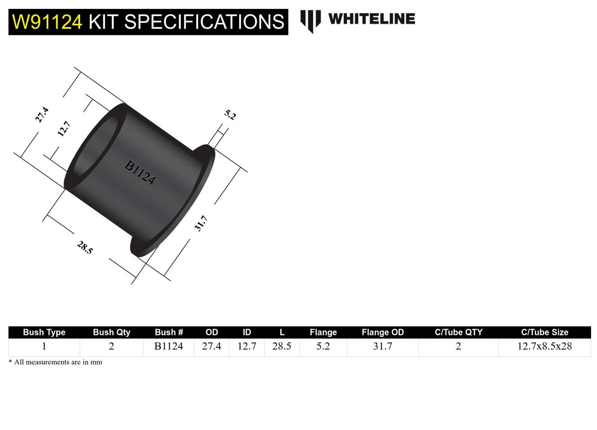 W91124 Whiteline Front Alternator/Aircon/Psteer Mount - Bushing Kit to Suit Volvo 240, 260, 740, 760 and 850 | Genuine Whiteline Suspension Component - photo 4 of 4