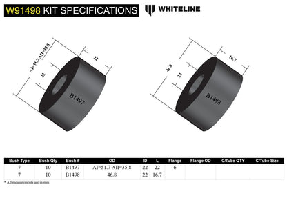 W91498 Whiteline Front and Rear Body Mount - Bushing Kit to Suit Holden HQ-HZ | Genuine Whiteline Suspension Component - photo 4 of 4